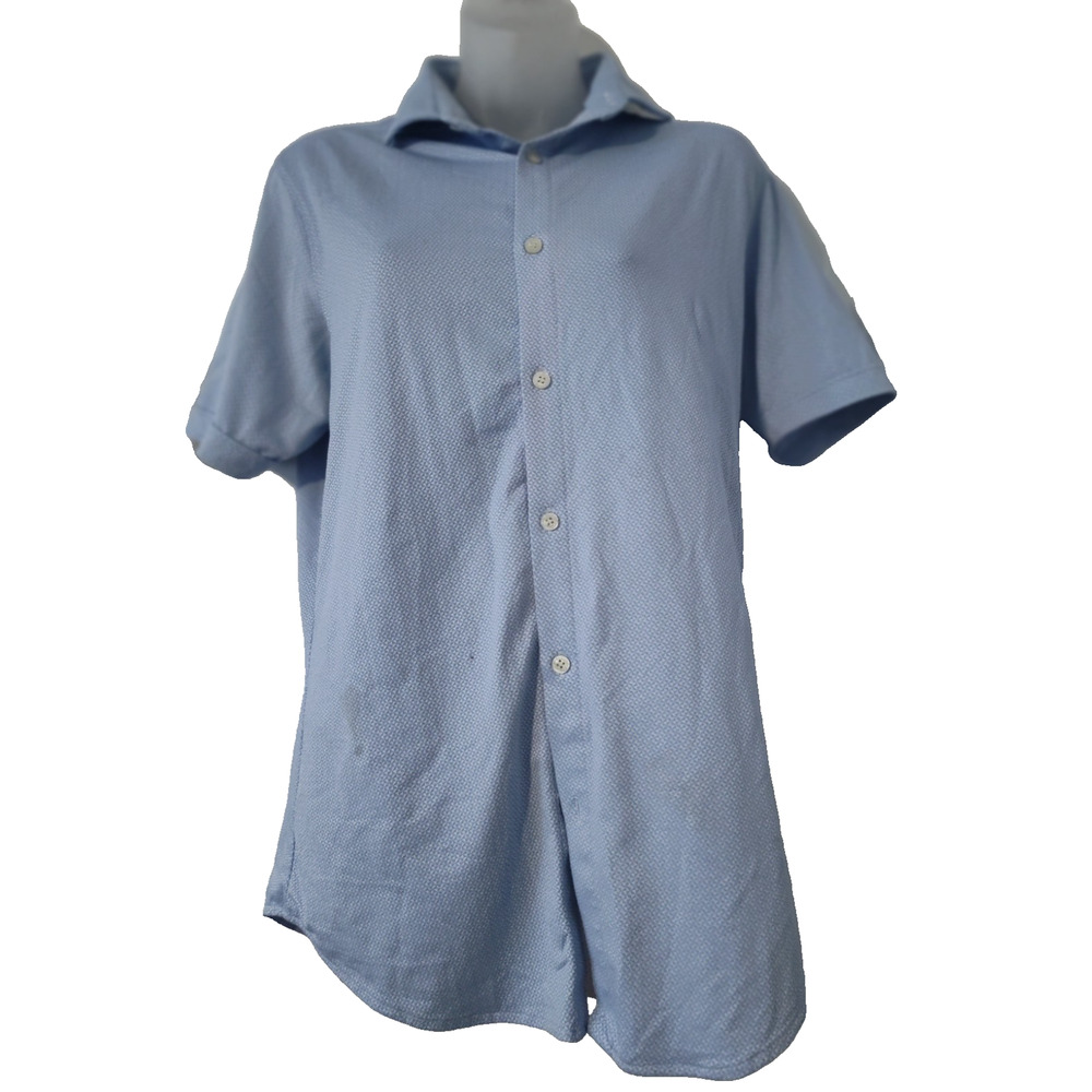 Murano Men’s Light Blue Short Sleeve Button Up Slim Fit Shirt Size M Bag 6